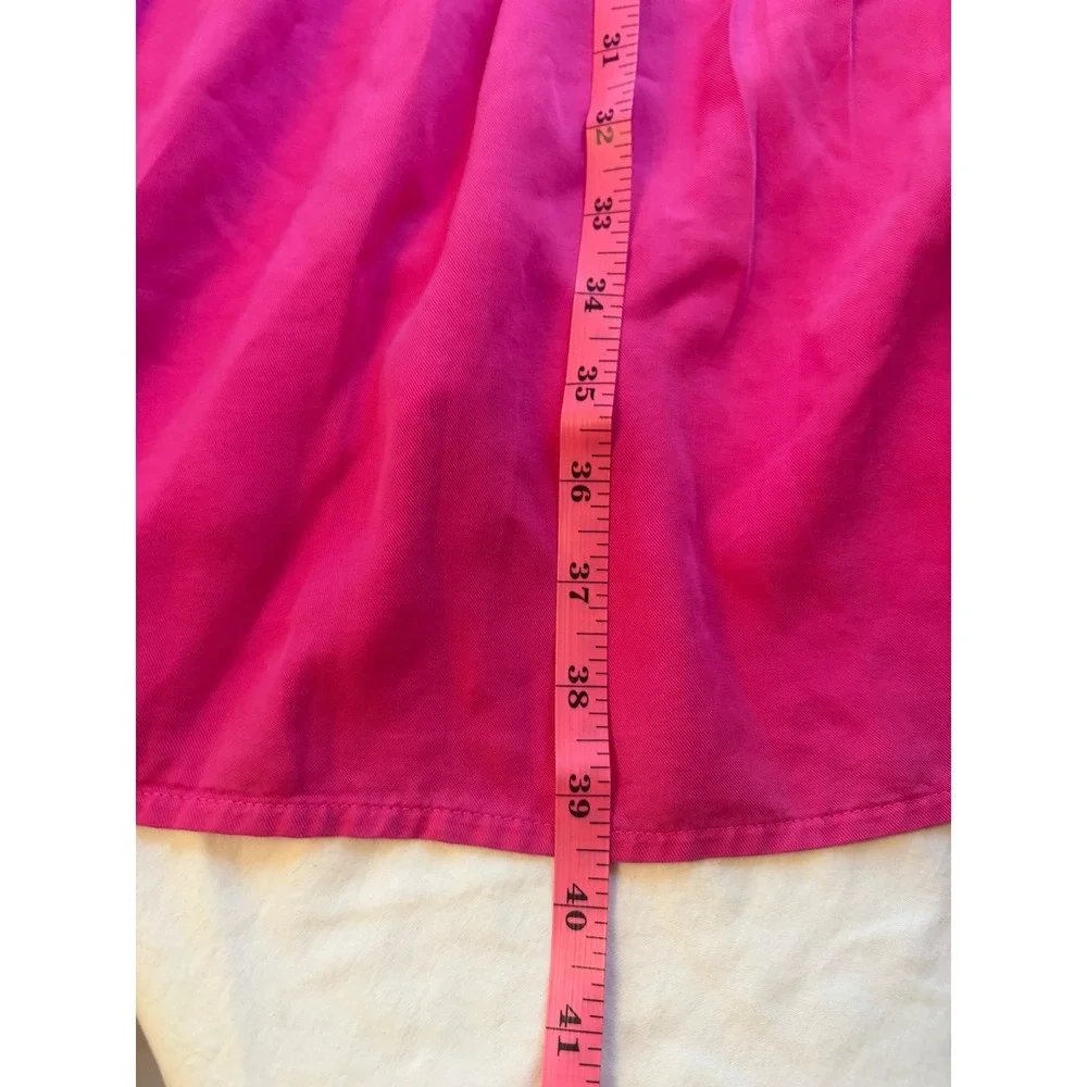 Crown & Ivy XSm Cottagecore Hot‎ Pink Tencel Tiered Ruffle Smocked Midi Dress